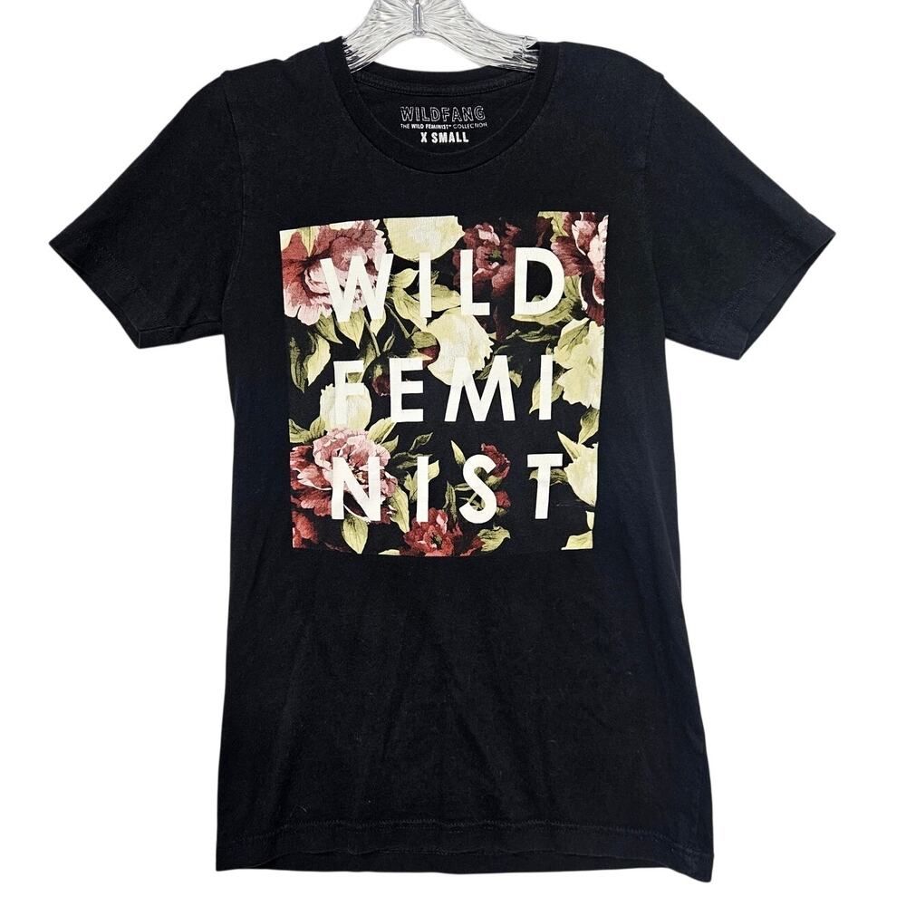 Wildfang Wild Feminist Black Dark Moody Floral XS T Shirt